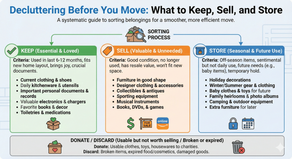 Decluttering Before You Move: What to Keep, Sell, and Store
